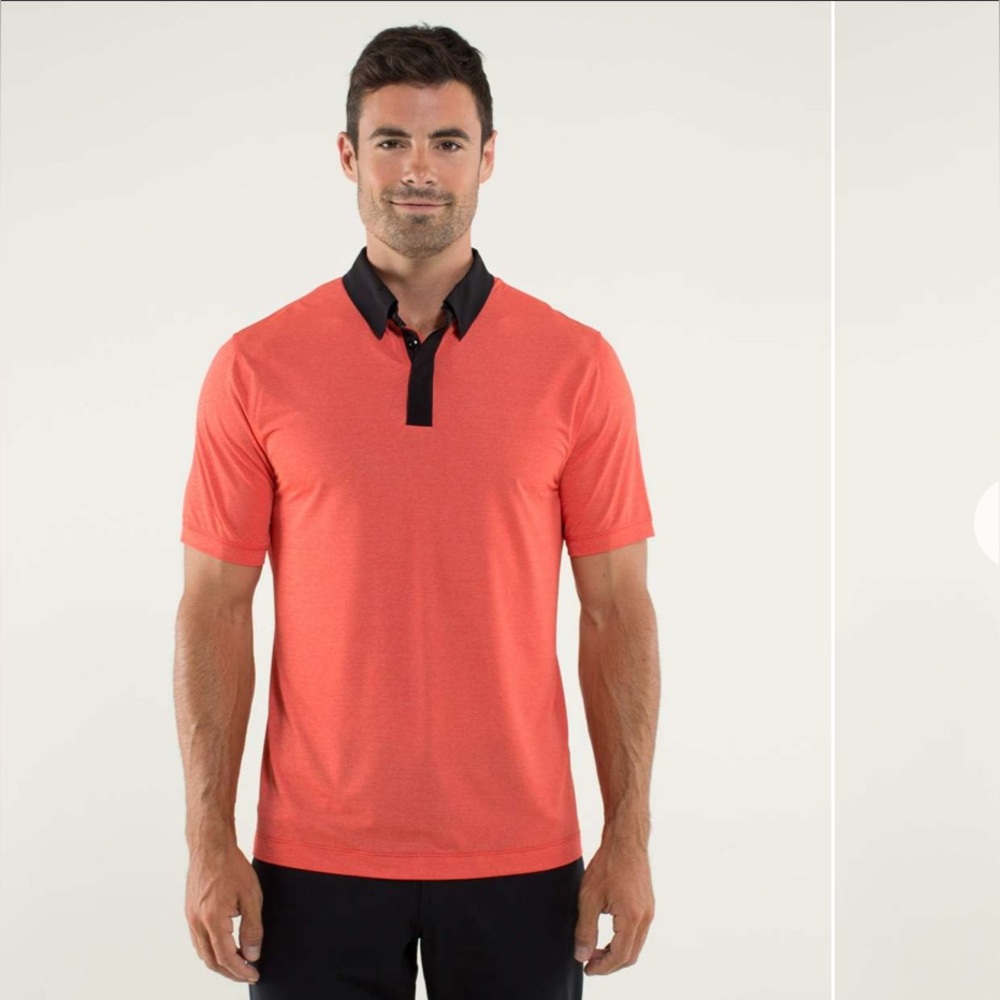 Lululemon Athletica Men's Coral Polo with Black Collar
